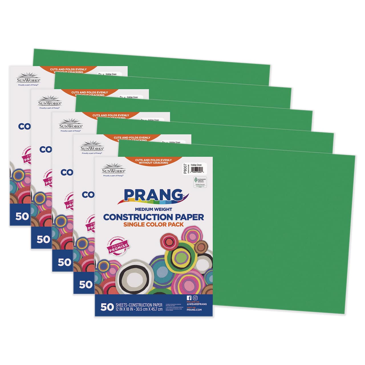 Prang® 12" x 18" Construction Paper, 5 Packs of 50 Sheets